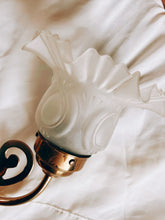 Load image into Gallery viewer, Brass Lamp with Floral Shade