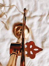 Load image into Gallery viewer, Brass Lamp with Floral Shade