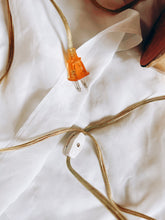 Load image into Gallery viewer, Brass Lamp with Floral Shade