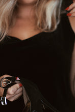 Load image into Gallery viewer, Black Velvet Midi Dress - Size 14