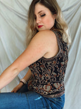 Load image into Gallery viewer, Black and Brown Beaded Top - Size M