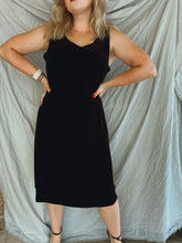 Load image into Gallery viewer, Black Velvet Midi Dress - Size 14