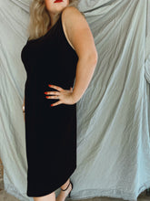 Load image into Gallery viewer, Black Velvet Midi Dress - Size 14