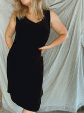 Load image into Gallery viewer, Black Velvet Midi Dress - Size 14