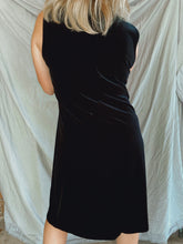 Load image into Gallery viewer, Black Velvet Midi Dress - Size 14