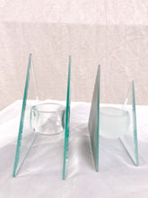 Load image into Gallery viewer, Pair of Glass Triangle Candle Holders