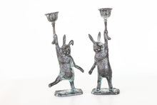 Load image into Gallery viewer, Pair of Cast Iron Rabbit Candle Holders