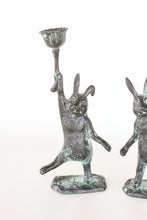 Load image into Gallery viewer, Pair of Cast Iron Rabbit Candle Holders