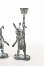 Load image into Gallery viewer, Pair of Cast Iron Rabbit Candle Holders