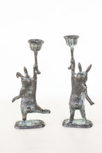 Load image into Gallery viewer, Pair of Cast Iron Rabbit Candle Holders