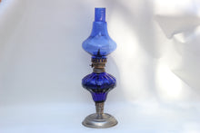 Load image into Gallery viewer, Antique Blue Glass Oil Lamp