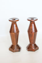 Load image into Gallery viewer, Carved MCM Wooden Candle Holders