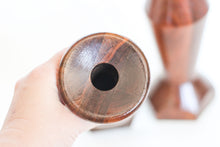 Load image into Gallery viewer, Carved MCM Wooden Candle Holders
