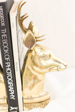 Load image into Gallery viewer, Pair of Brass Reindeer Bookends