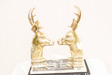 Load image into Gallery viewer, Pair of Brass Reindeer Bookends