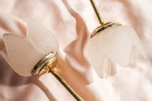 Load image into Gallery viewer, Brass and Frosted Glass Flower Candle Holders