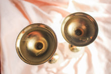 Load image into Gallery viewer, Brass and Frosted Glass Flower Candle Holders