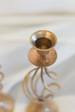 Load image into Gallery viewer, Pair of Swirling Brass Candle Holders
