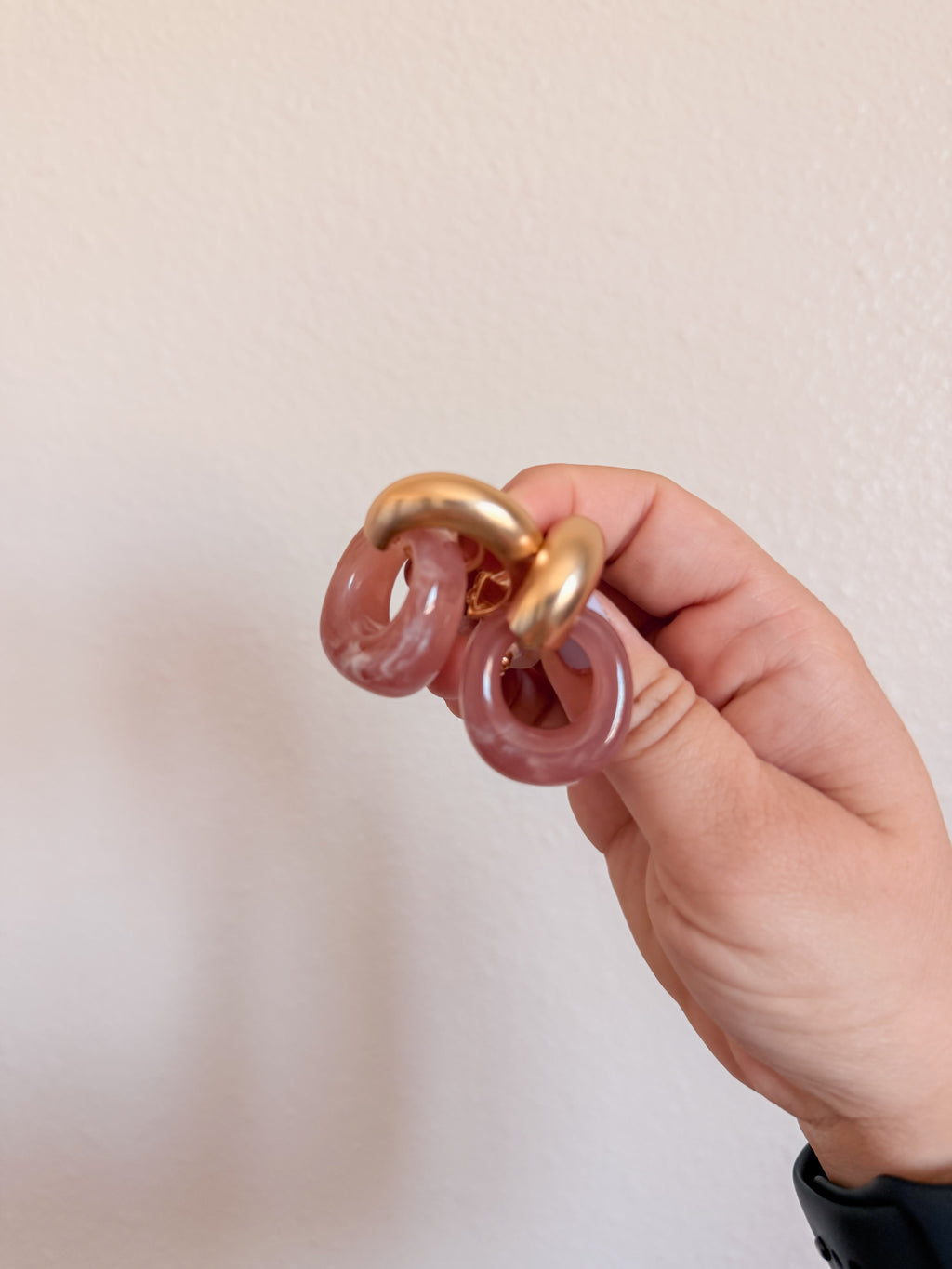 Pink and Gold Donut Hoops