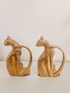 Brass Cat Bookends