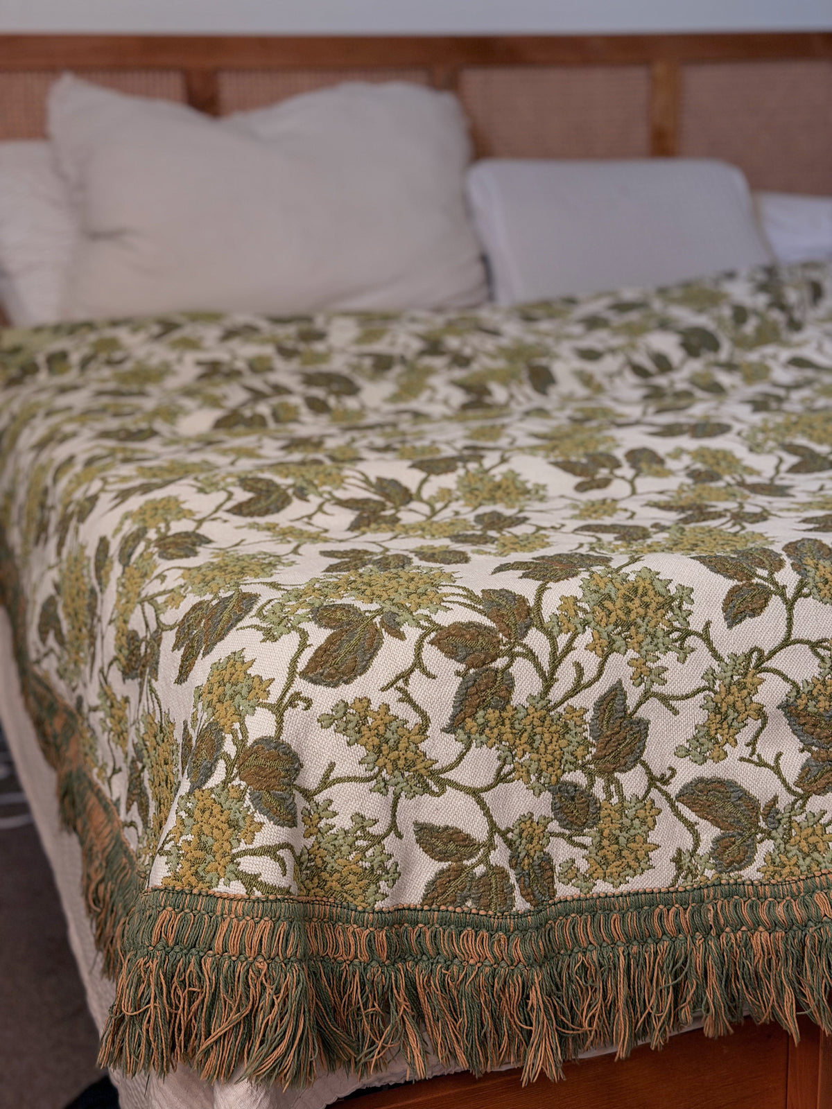 Large Green Floral Throw