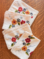 Embroidered Floral Placemats - Set of 6