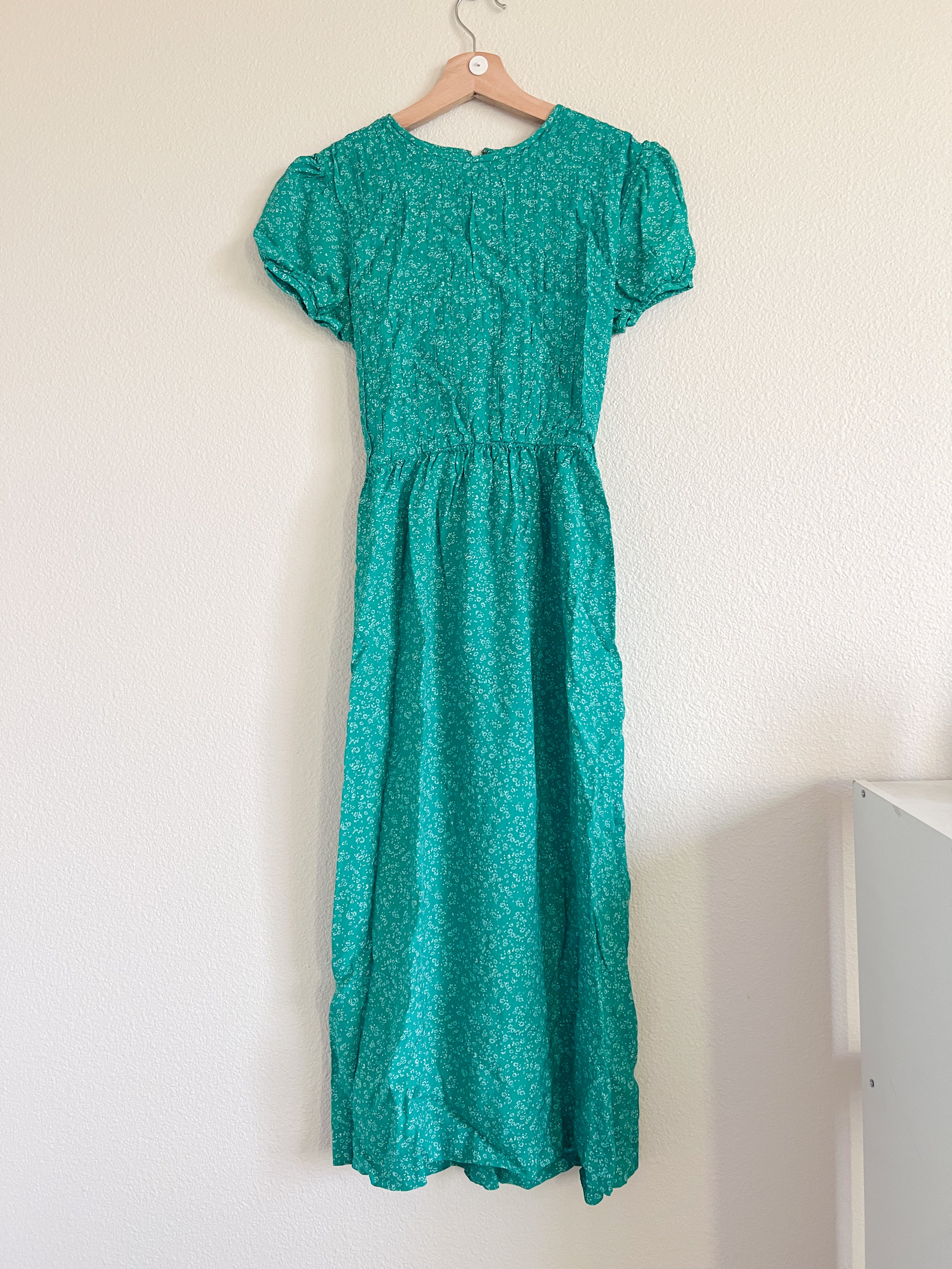 Green Floral Midi Dress - Size 6