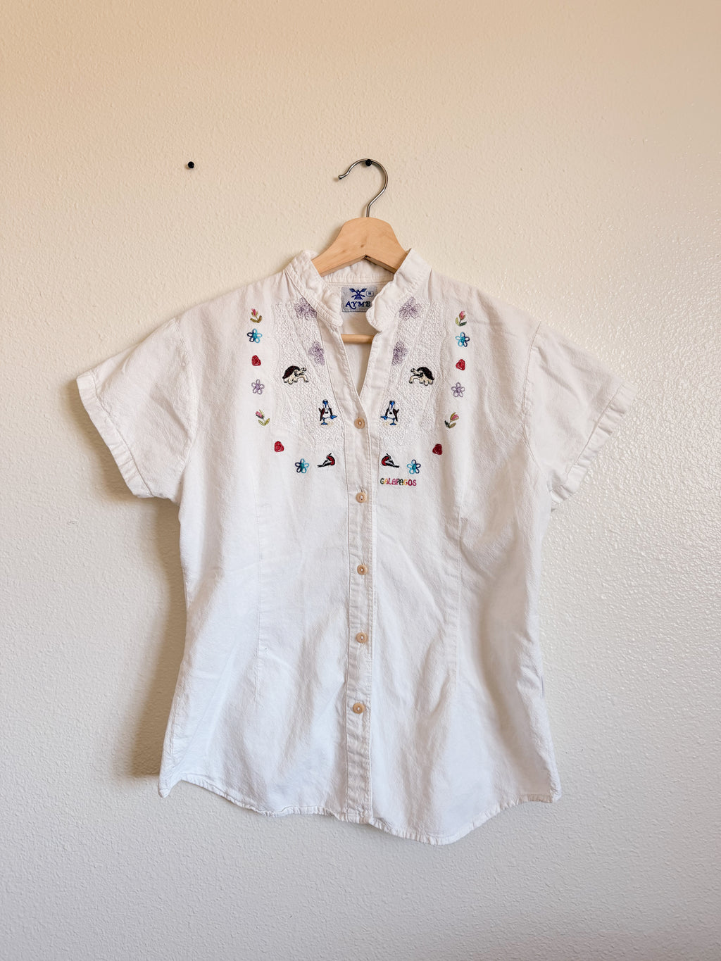 Galapagos White Cotton Blouse - Size M