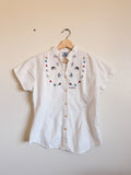 Galapagos White Cotton Blouse - Size M