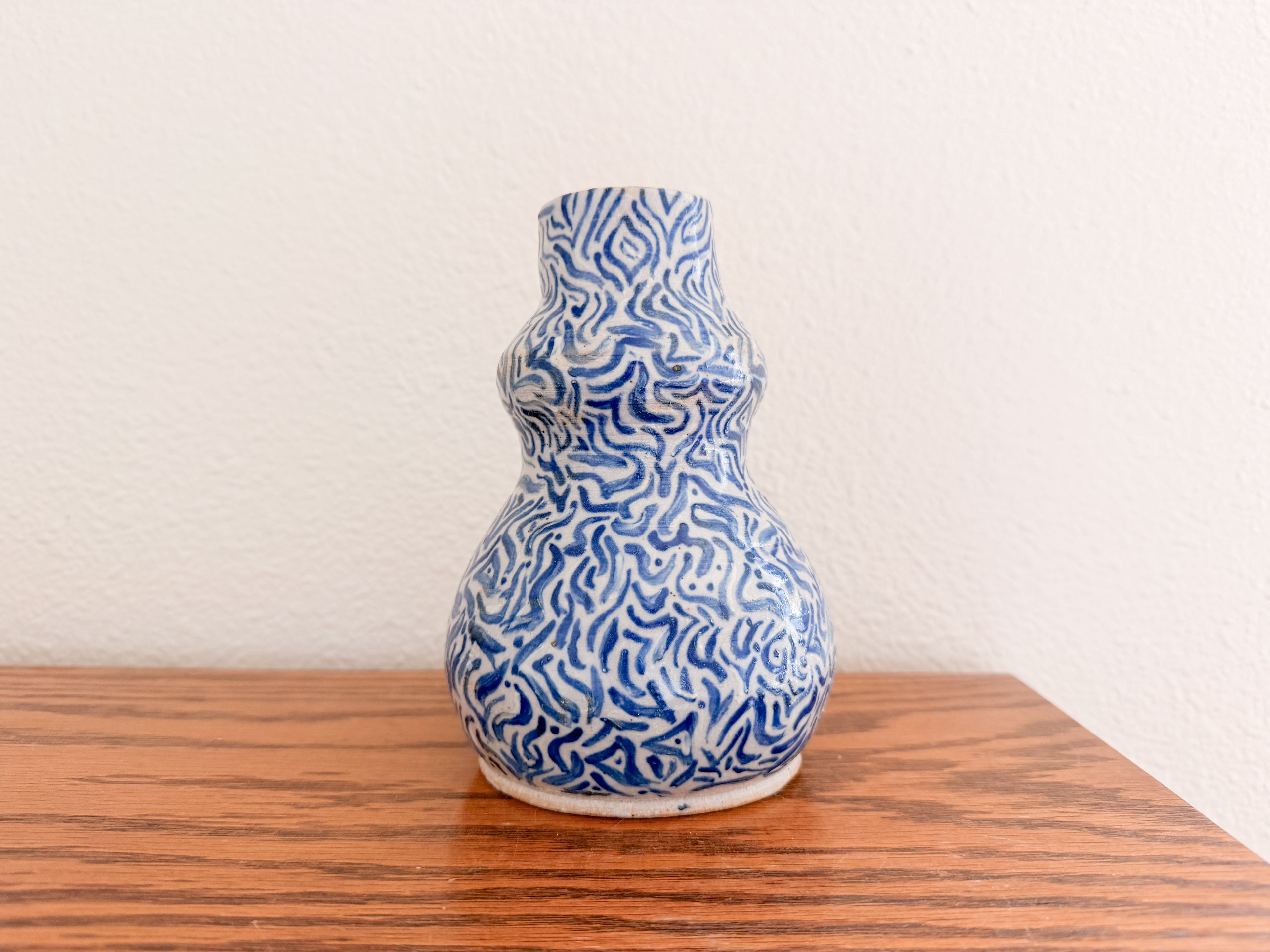 Blue and White Stoneware Vase