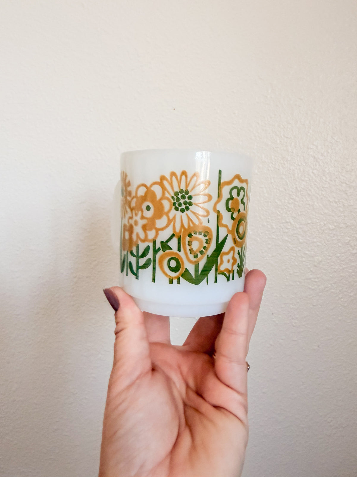 Milk Glass Floral Mug