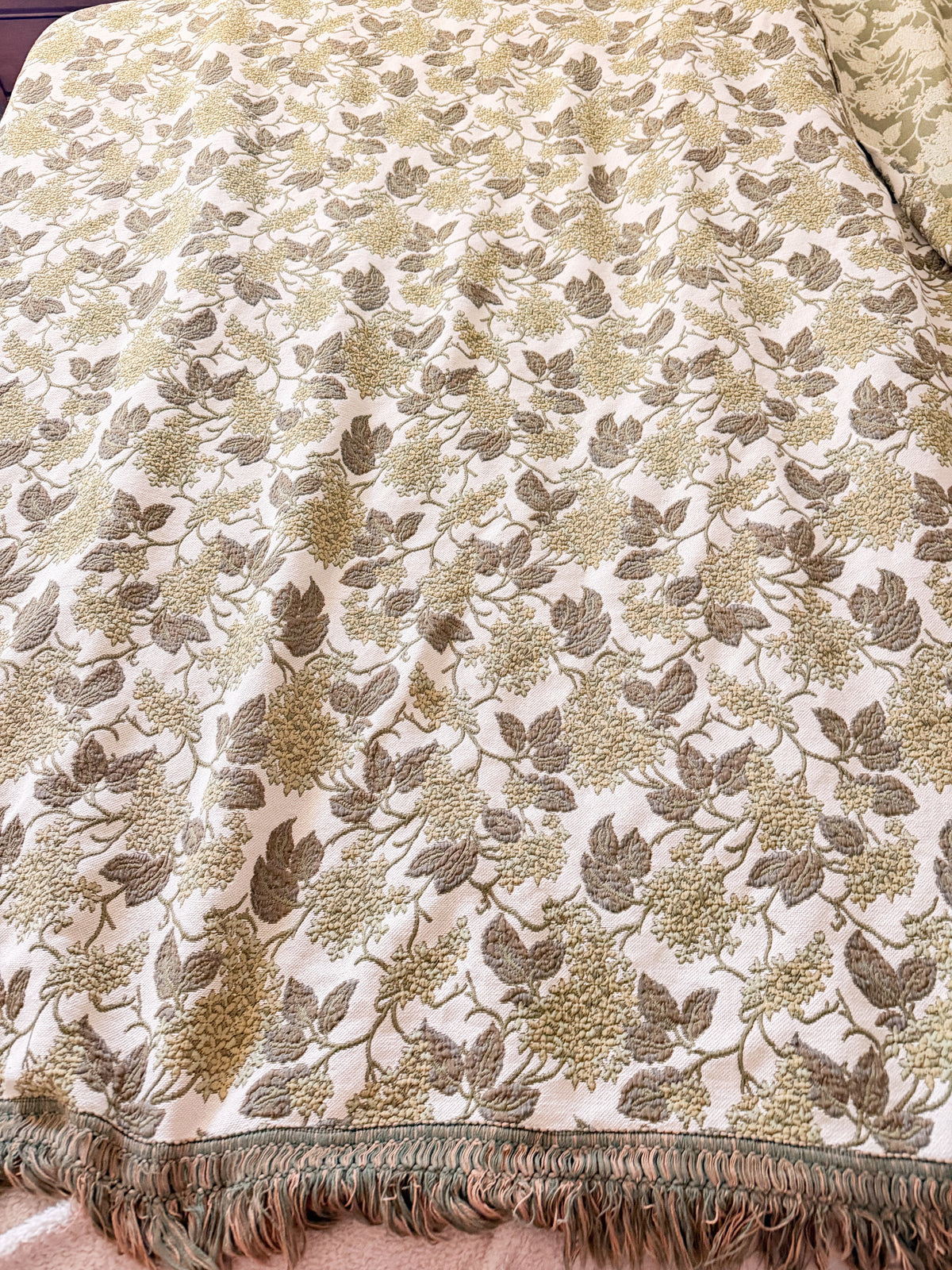 Large Green Floral Throw