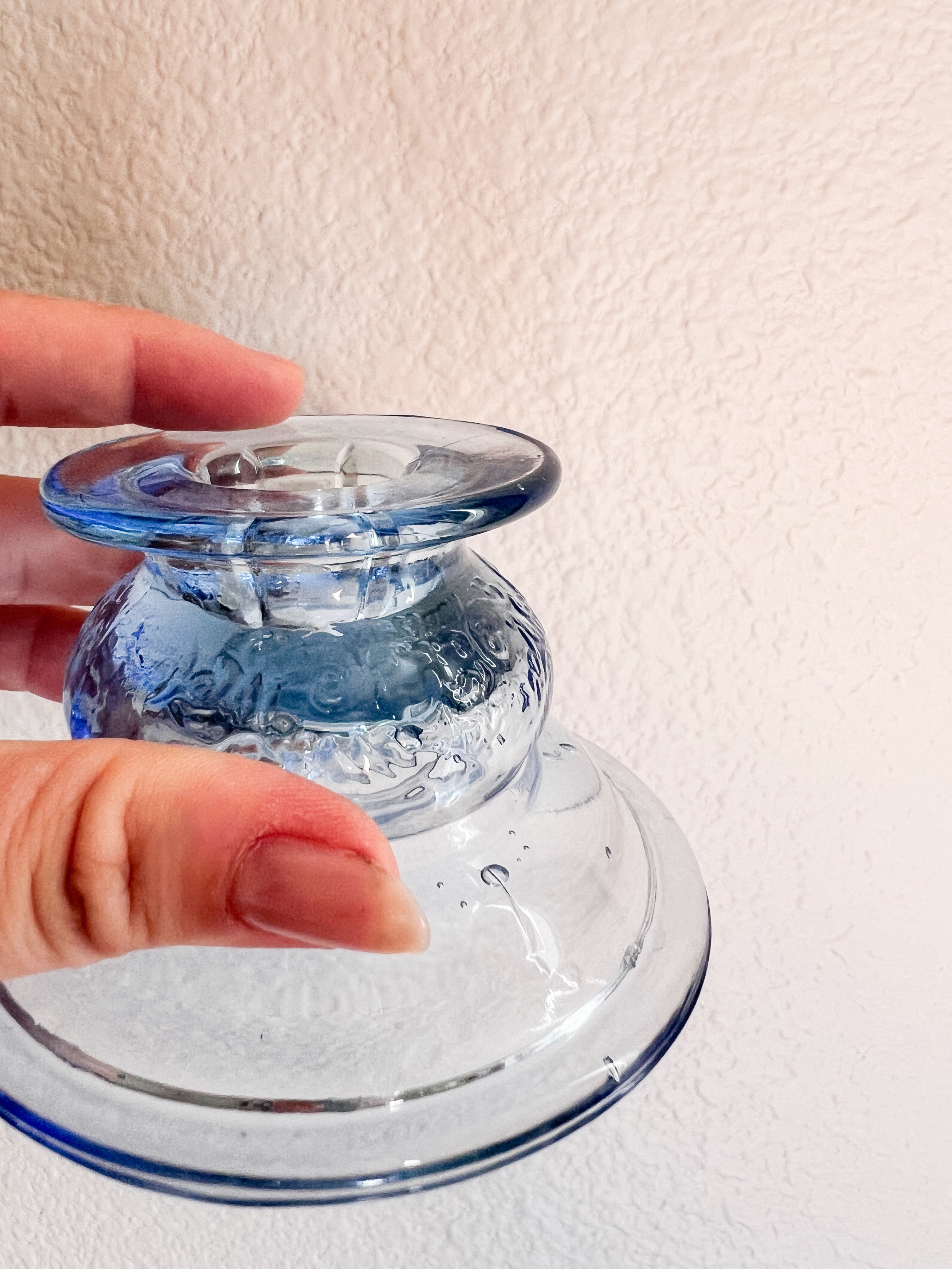 Mismatched Light Blue Candle Holders