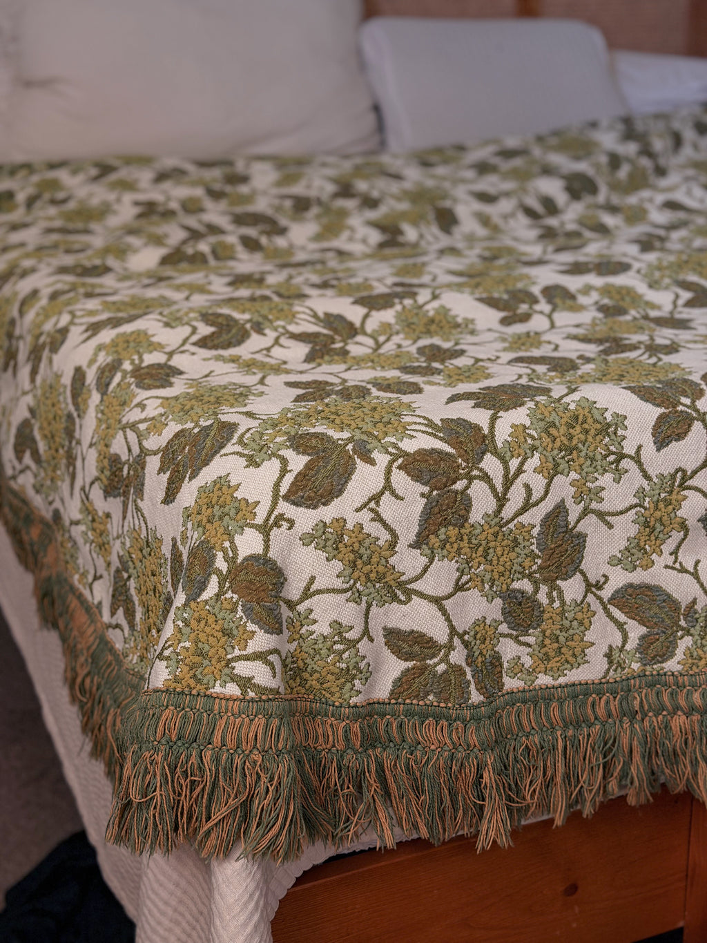Large Green Floral Throw