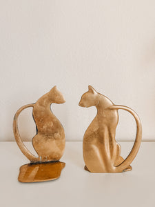Brass Cat Bookends