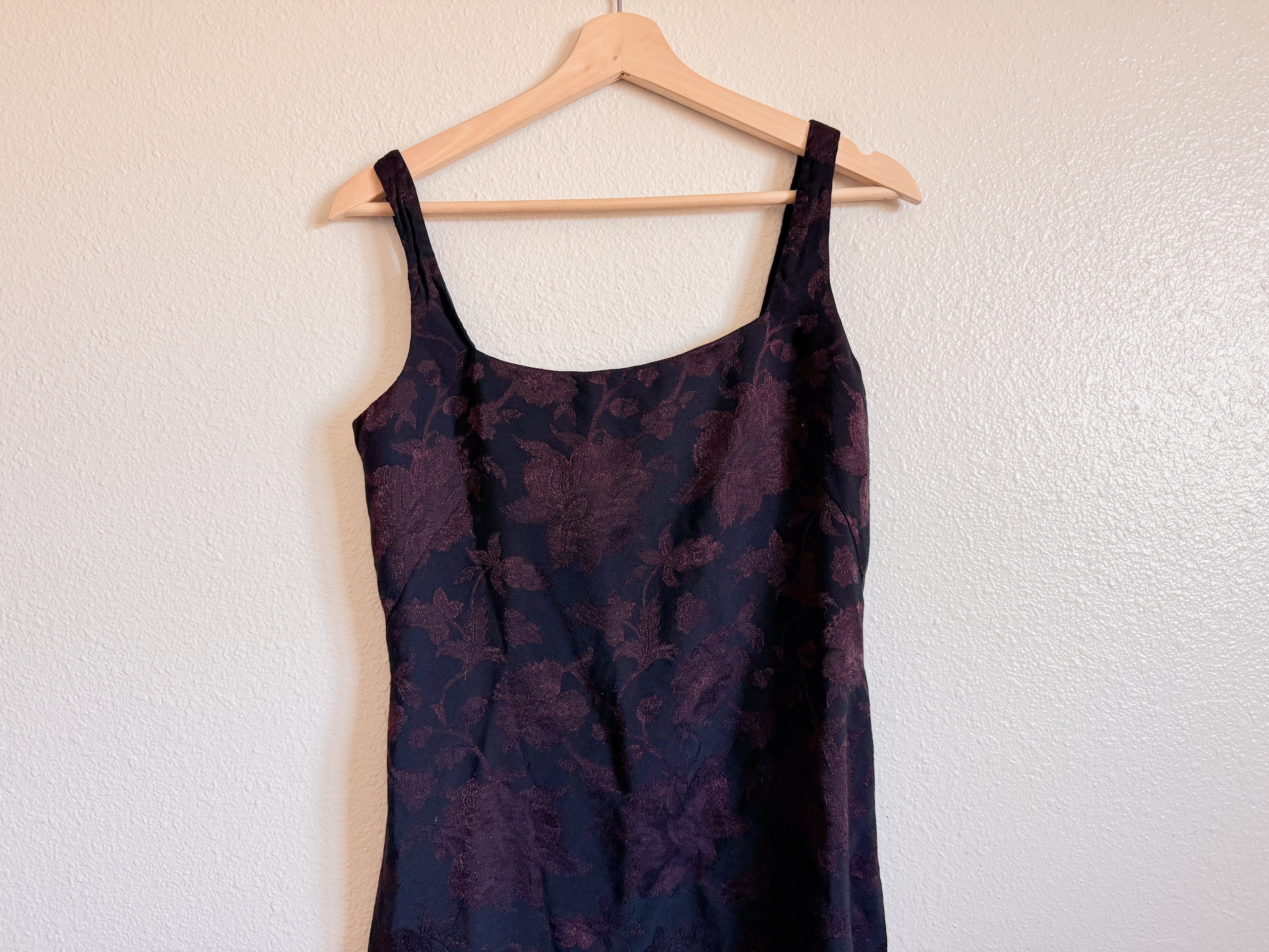 Black and Maroon Jacquard Dress - Size 10