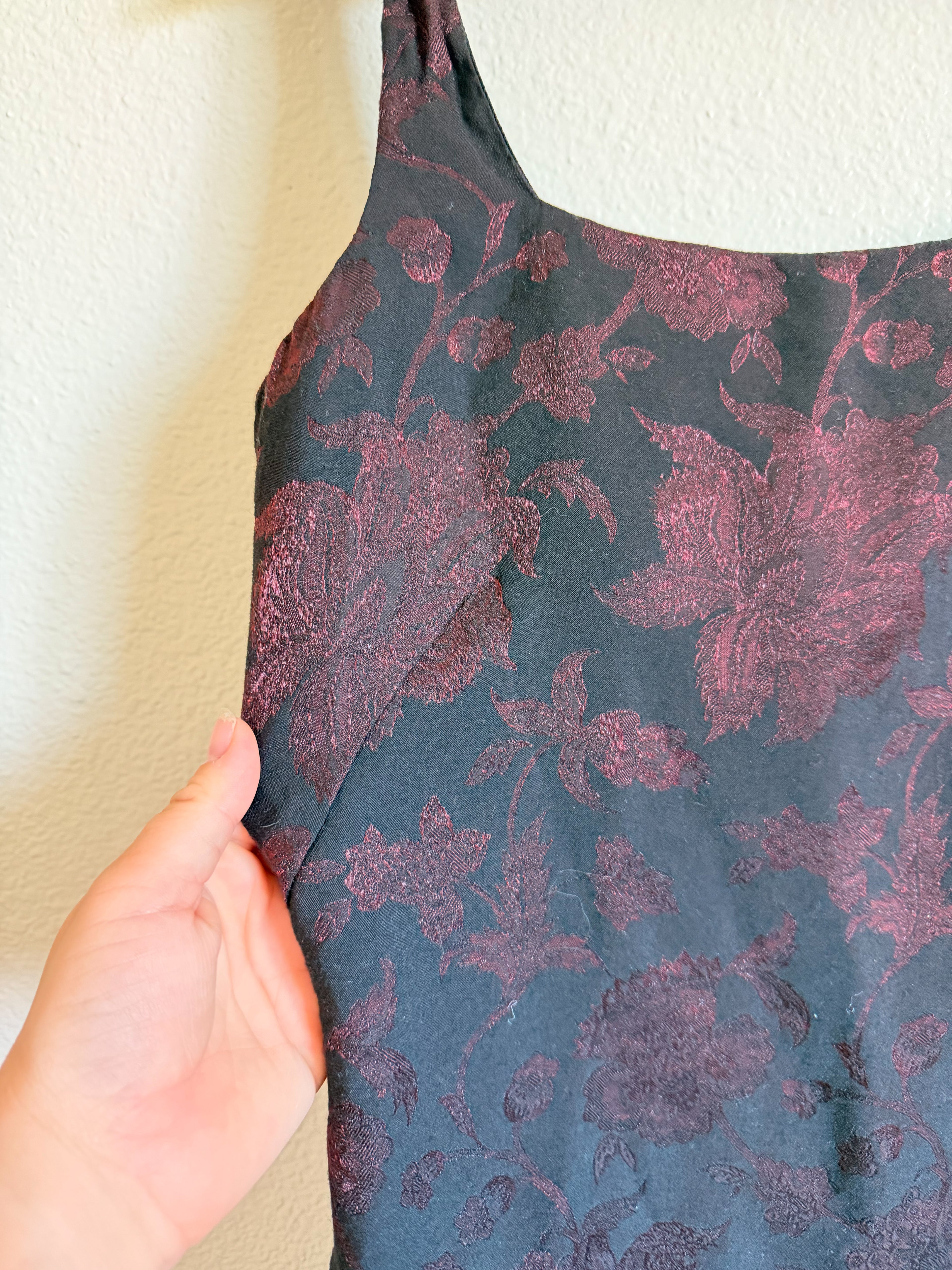 Black and Maroon Jacquard Dress - Size 10