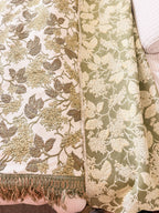 Large Green Floral Throw