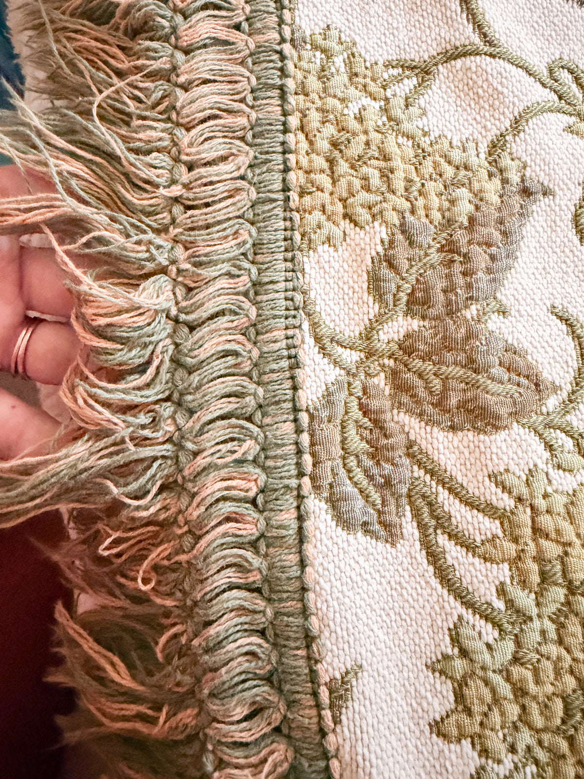 Large Green Floral Throw