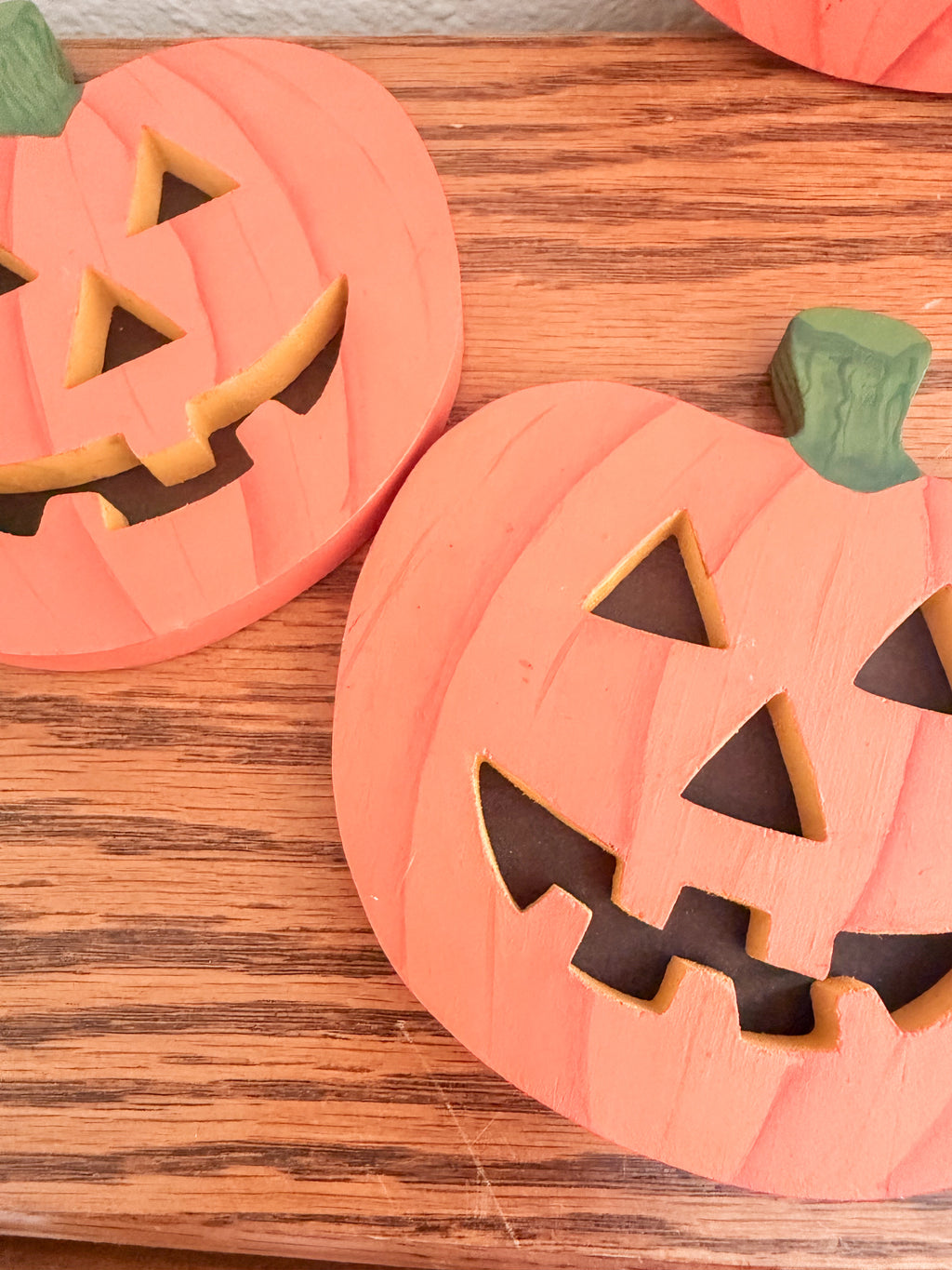Set of Wooden Jack o Lanterns