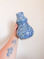 Blue and White Stoneware Vase