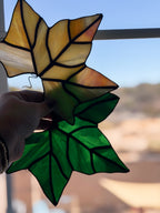 Pair of Stained Glass Leaves