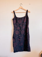 Black and Maroon Jacquard Dress - Size 10