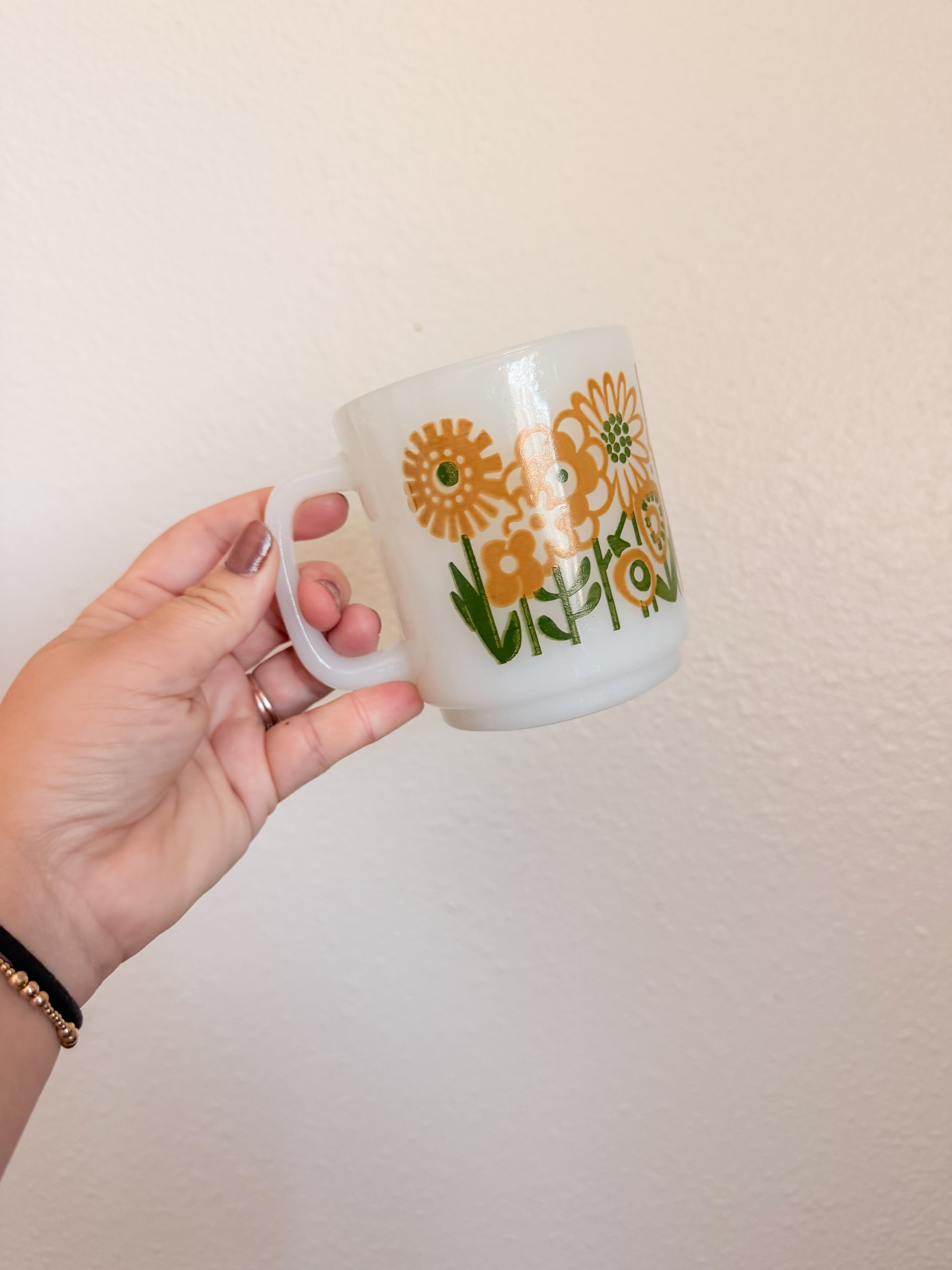 Milk Glass Floral Mug