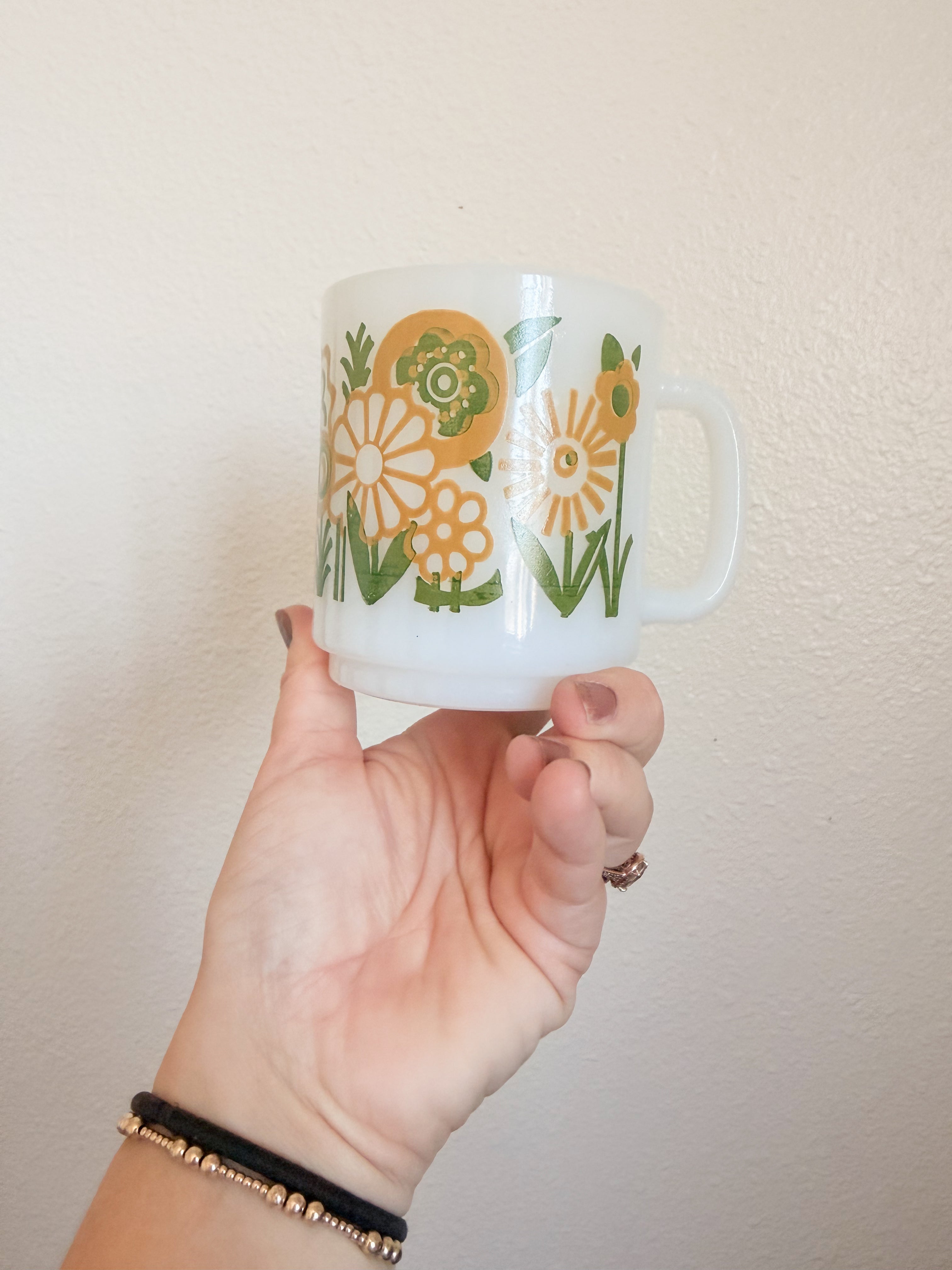 Milk Glass Floral Mug