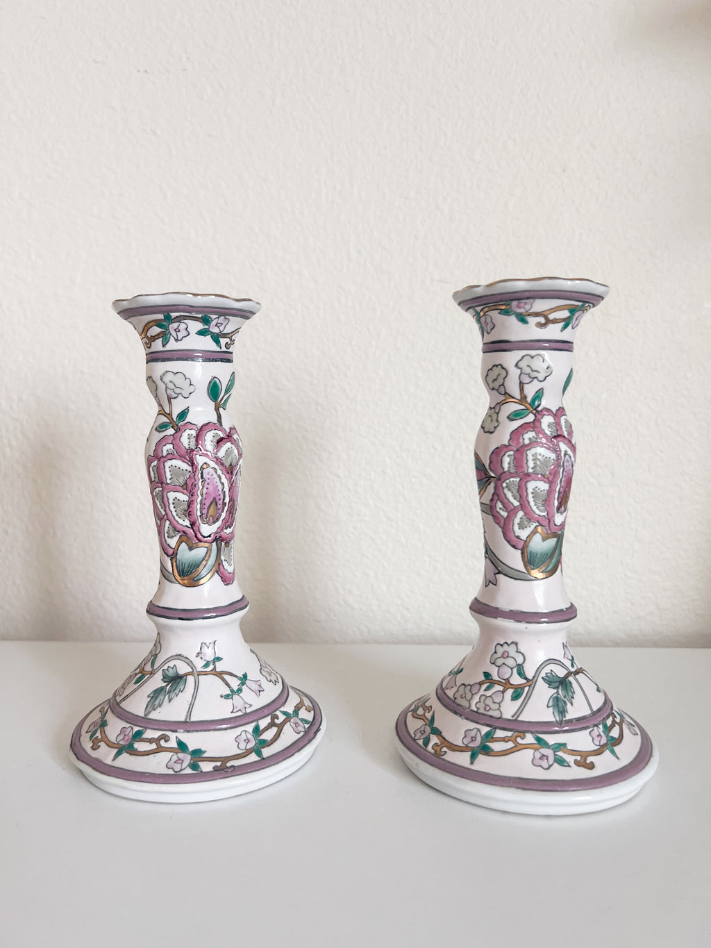 Painted Floral Candle Holders