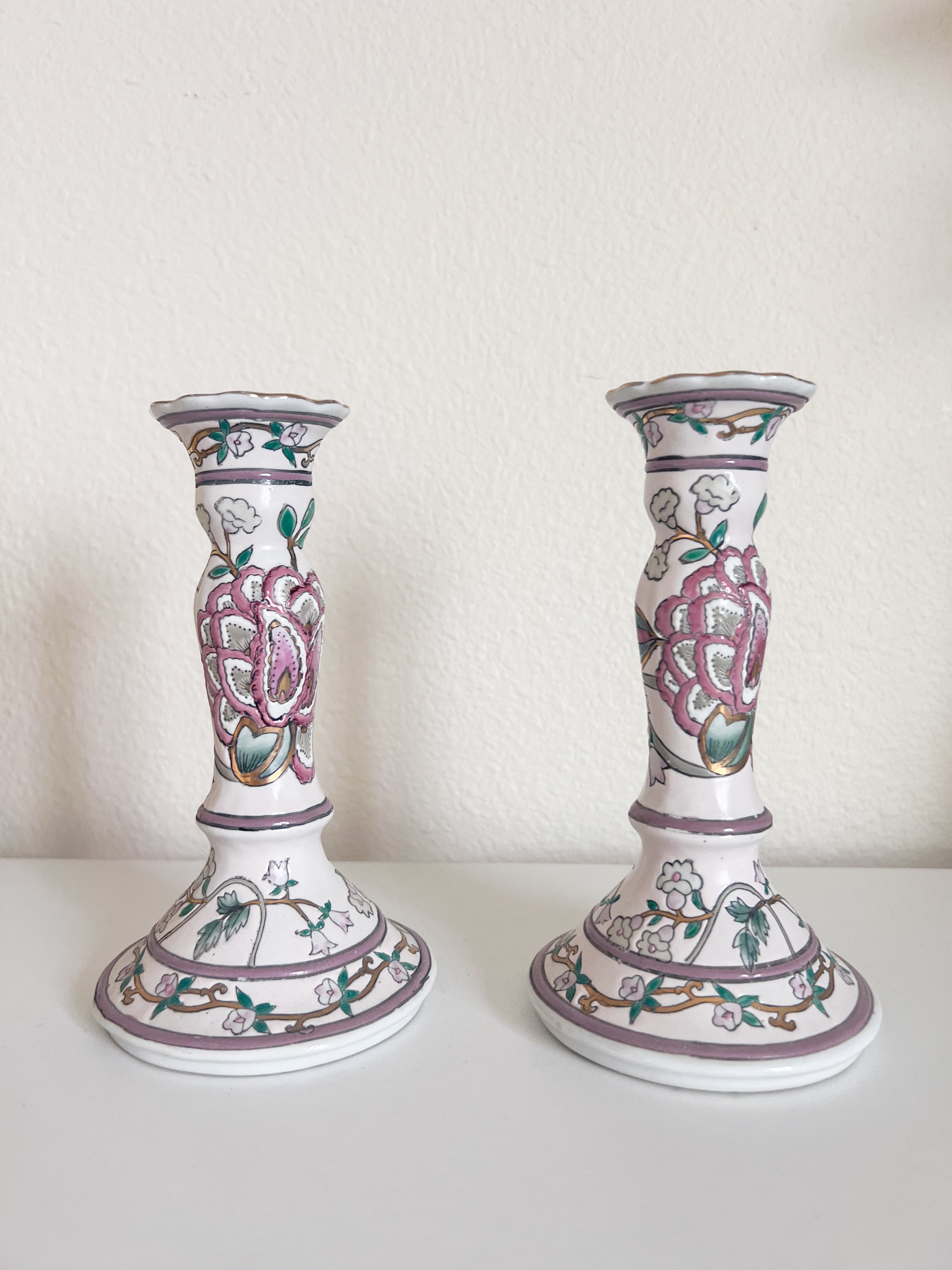 Painted Floral Candle Holders
