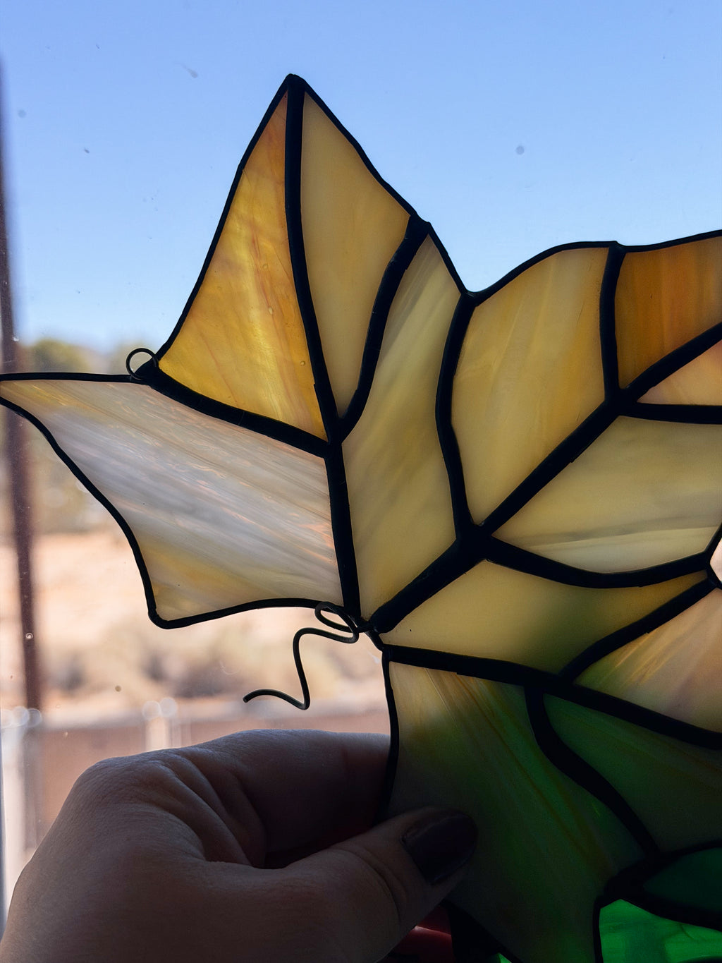 Pair of Stained Glass Leaves