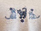 Blue and Grey Cat Crewneck - M