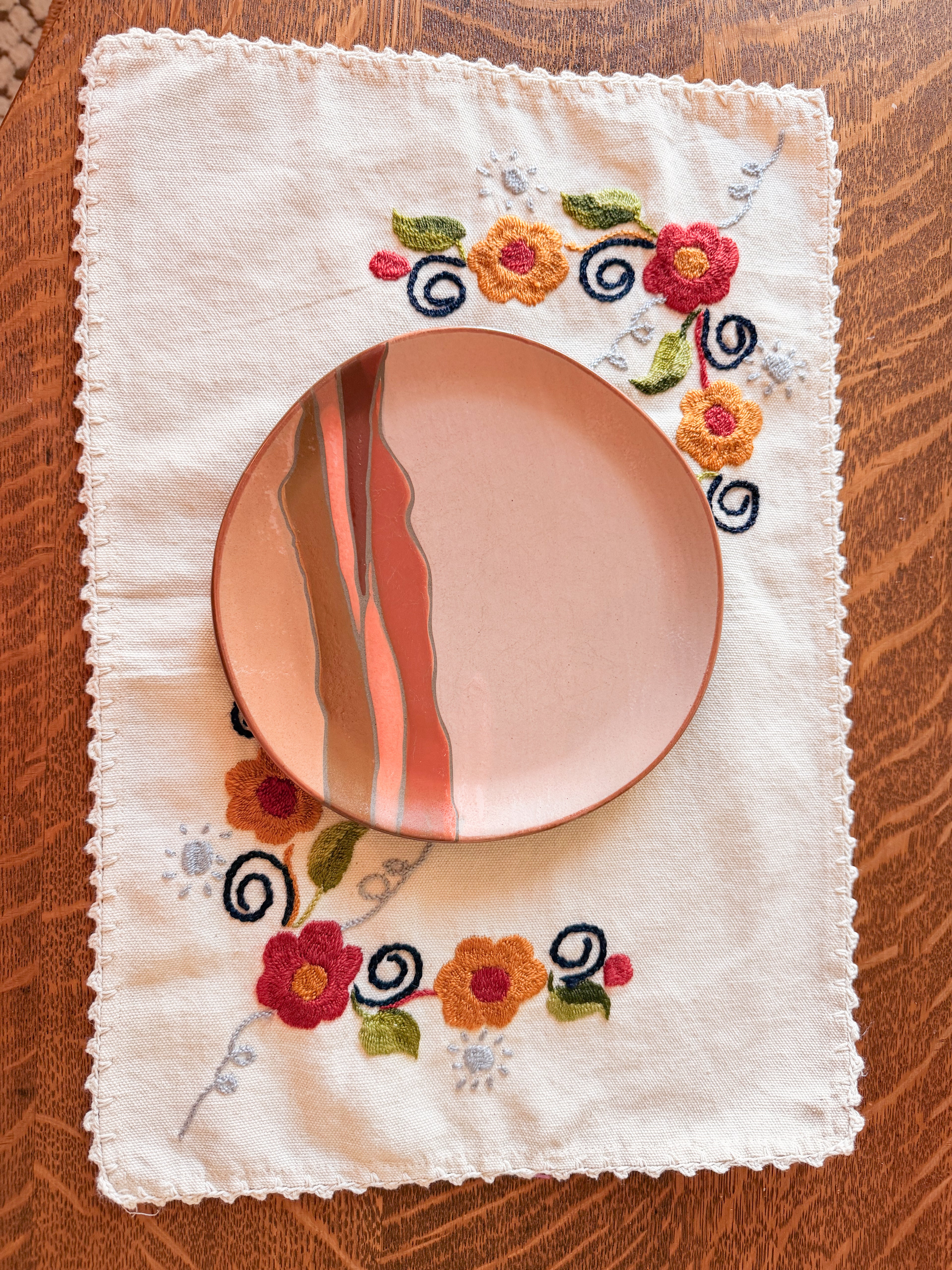 Embroidered Floral Placemats - Set of 6